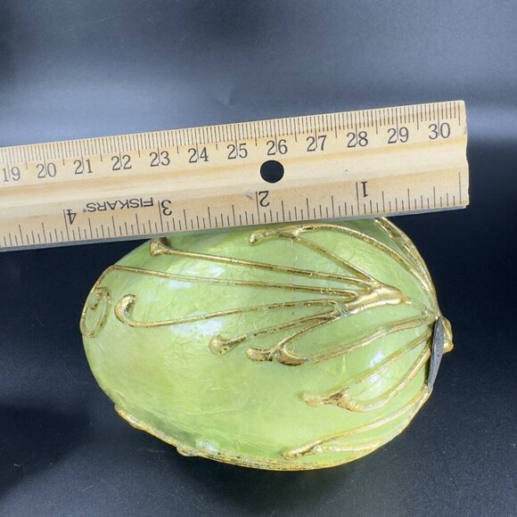 Katherine's Collection Retired Large Egg Green Painted Gold Lines Figurine VTG - Picture 4 of 13